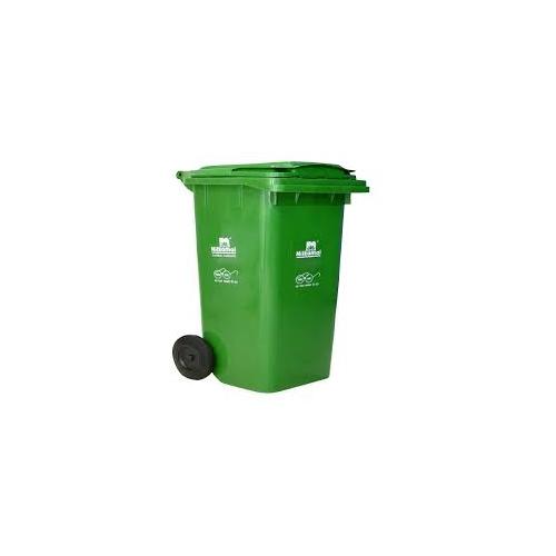 Nilkamal Dustbin Wheeled With Pedal Green Plastic 240 Ltrs L550xW645xH1080 MM Approx