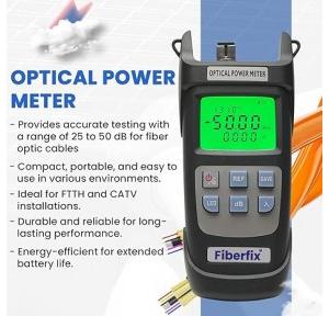 Fiberfix Optical Power Meter For Fiber Optic Cable Testing High Precision 25 To-50Db Range Ideal for FTTH, CATV