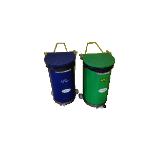 Sheetal Wheel Waste Bin With Pedal Green and Blue HDPE 80 Ltrs x 2 Each