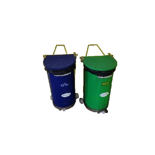 Sheetal Wheel Waste Bin With Pedal Green and Blue HDPE 80 Ltrs x 2 Each