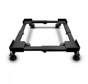 Stand Universal & Adjustable Metal For Washing Machine (5 to 12 Kg) Trolley With Wheels Single/Double Door Fridge , Air Cooler 170 Kg Capacity, 4 Anti Vibration Pads Black
