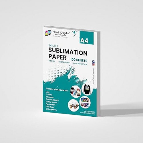 Print Digits Sublimation Paper HD Ruled A4 110 GSM  Pack of 100