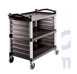 Cambro Pantry Trolley BC340KDP Bus Cart Kd With Panel Set Shelf Dim 80x52x29.8 CM Black Number of Drawers 3 Loading Capacity 180 Kg Plastic Dimension 101.5x54x95 CM