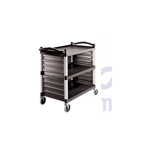 Cambro Pantry Trolley BC340KDP Bus Cart Kd With Panel Set Shelf Dim 80x52x29.8 CM Black Number of Drawers 3 Loading Capacity 180 Kg Plastic Dimension 101.5x54x95 CM