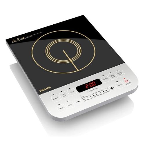 Philips Induction Cooktop HD4928/01 Viva Collection Electric 2100W Soft Touch Button With Crystal Glass Black Smart Sense Technology 35.6x28.1x6.5 CM 2.1 Kg