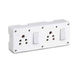 Cona Combined Box D2217 Deluxe Gold 6 Amp 240V 8 in 1 Double Switch Socket Milky White