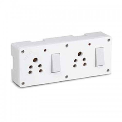 Cona Combined Box D2217 Deluxe Gold 6 Amp 240V 8 in 1 Double Switch Socket Milky White