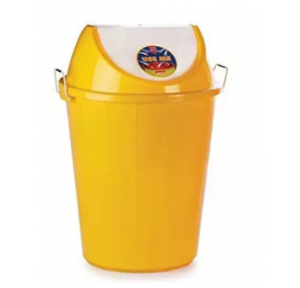 Swing Dustbin With Lid Handle Yellow Plastic 60 Ltr