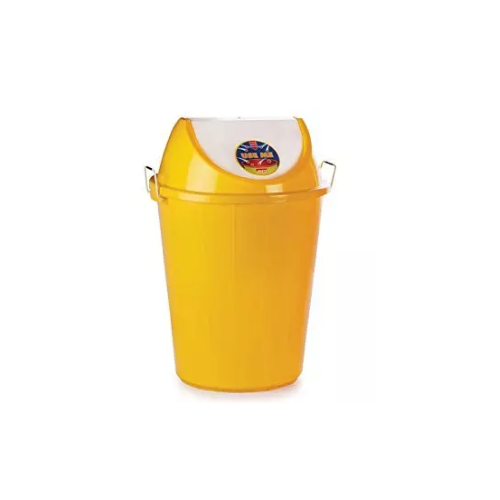Swing Dustbin With Lid Handle Yellow Plastic 60 Ltr