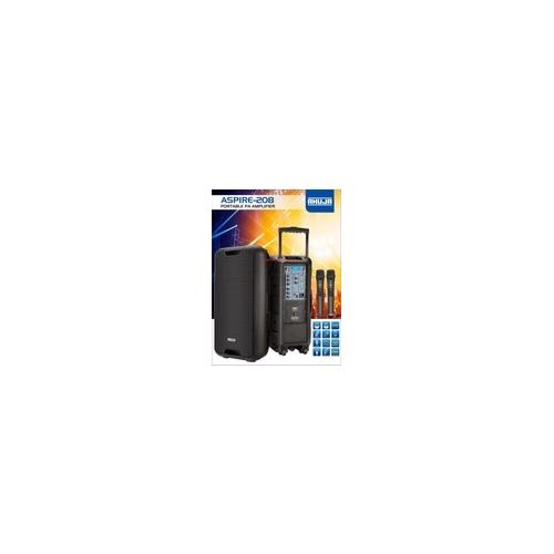 Ahuja Speaker Portable Aspire 208 With Bluetooth, USB, Recording and 2 Wireless Mic, And Built-In Battery Backup