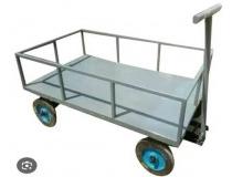 Platform Trolley With Side Railing of 1 Feet in Height Wheel Size 8x2 Inch With Power Coated Weight Capacity 300 Kg Heavy Duty Dimensions L48xW36xH30 Inch
