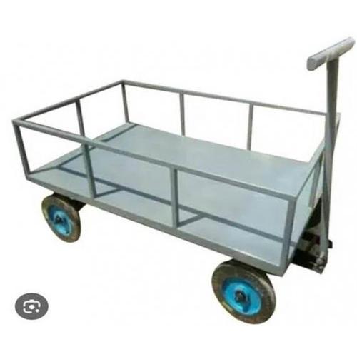 Platform Trolley With Side Railing of 1 Feet in Height Wheel Size 8x2 Inch With Power Coated Weight Capacity 300 Kg Heavy Duty Dimensions L48xW36xH30 Inch