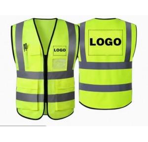 Safety Jacket Polyester Hi-Visibility 220 GSM With 2 Inch 3M Reflective Strip Color Green With Printing Logo & 4 Pockets