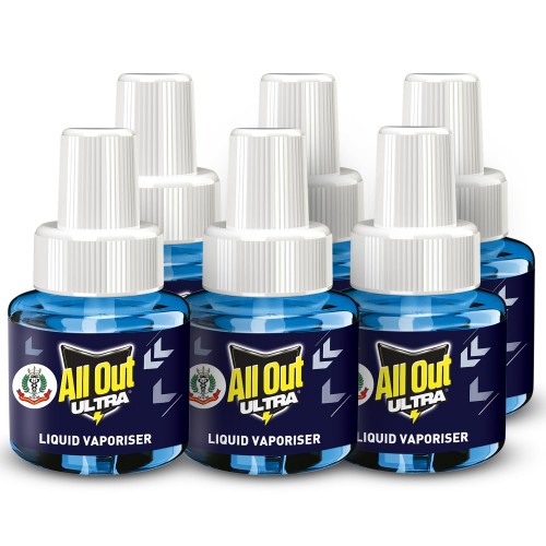 All Out Mosquito Repellent Ultra Refill Faster Action (45 mL each)   Pack of 6
