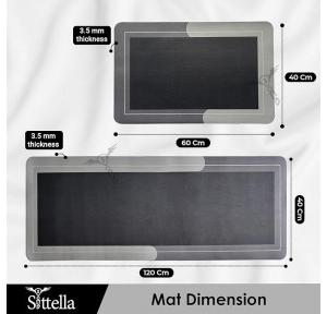 Sittella Mat Set Rubber Anti-Skid 3.5 MM, Water Absorbent Rug (120x40 CM & 40x60 CM) in Grey, Rectangular