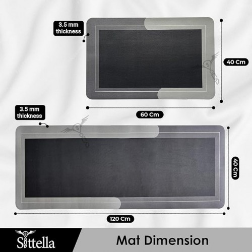 Sittella Mat Set Rubber Anti-Skid 3.5 MM, Water Absorbent Rug (120x40 CM & 40x60 CM) in Grey, Rectangular