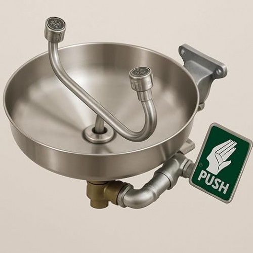Escort Eye Wash Station MN 7019 Iris Wall Mounted Hand Operated SS304 2-Way Atomiser 30x30x25 CM