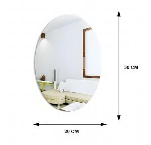 Mirror Sticker  Oval Shape Adhesive Material Type Glass ABS for Wall on Tiles Size 30L x 20W CM