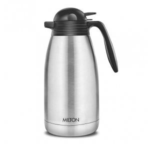 Milton Carafe 2000 Stainless Steel Double Walled Vacuum Insulated Flask With Lid And Handle 1880ml Silver Coffee,Tea, Heat & Cold Retention