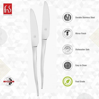 FnS Dinner Knife SLDK02H Slimline Colour - Silver Mirror Finish Stainless Steel 21 CM Pack of 2