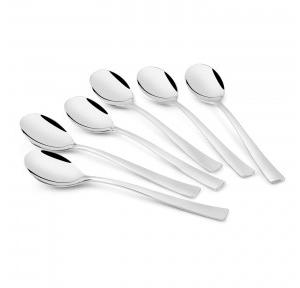 FnS Tea Spoon SLTS06H Slimline Mirror Finish Colour - Silver Stainless Steel 15L x 5W CM Pack of 6