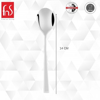 FnS Tea Spoon SLTS06H Slimline Mirror Finish Colour - Silver Stainless Steel 15L x 5W CM Pack of 6