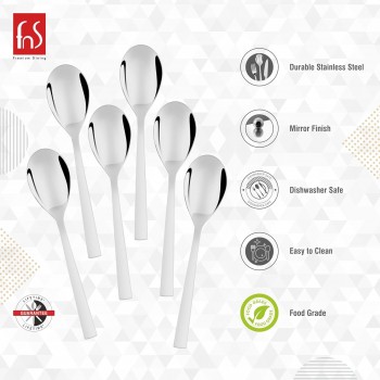 FnS Tea Spoon SLTS06H Slimline Mirror Finish Colour - Silver Stainless Steel 15L x 5W CM Pack of 6