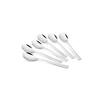 FnS Baby Spoon SLBS06H Slimline Mirror Finish Colour - Silver Stainless Steel 15L x 5W CM Pack of 6