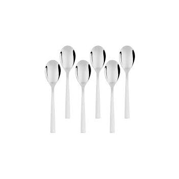 FnS Baby Spoon SLBS06H Slimline Mirror Finish Colour - Silver Stainless Steel 15L x 5W CM Pack of 6