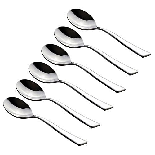 FnS Coffee Spoon SLCS06H Slimline Mirror Finish Colour - Silver Stainless Steel 15L x 5W CM Pack of 6