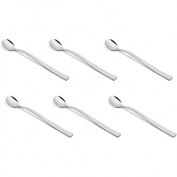 FnS Ice Tea Spoon SLIT06H Slimline Long Drink Spoon Mirror Finish Colour - Silver Stainless Steel 15L x 12W CM Pack of 6