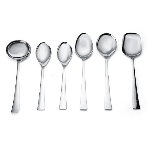 FnS Serving Set SLST06 Slimline Mirror Finish Colour - Silver Pack M Stainless Steel 20L x 10W CM Pack of 6