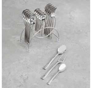 FnS Spoon Set SLST18H Slimline 18 Pcs with Stand Mirror Finish Colour - Silver Stainless Steel 19L x 1W CM