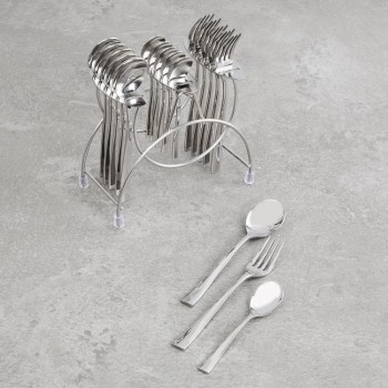 FnS Spoon Set SLST18H Slimline 18 Pcs with Stand Mirror Finish Colour - Silver Stainless Steel 19L x 1W CM
