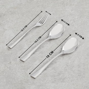FnS Spoon Set SLST18H Slimline 18 Pcs with Stand Mirror Finish Colour - Silver Stainless Steel 19L x 1W CM
