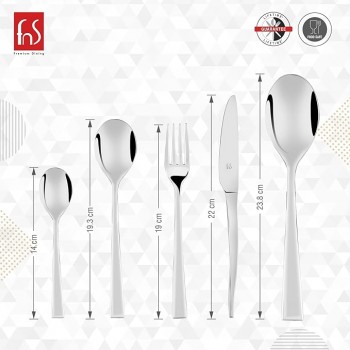FnS Spoon Set SLST26A Slimline 26 Pcs Set Leatherette Box Stainless Steel 23L x 13W x 13H CM
