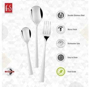 FnS Spoon Set SLST90 Slimline 90 Pcs Set Leatherette Box Mirror Finish Colour - Silver Stainless Steel 28L x 7W CM
