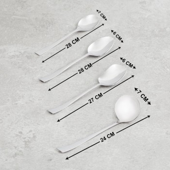 FnS Spoon Set SLST90 Slimline 90 Pcs Set Leatherette Box Mirror Finish Colour - Silver Stainless Steel 28L x 7W CM