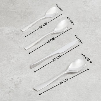 FnS Spoon Set SLST90 Slimline 90 Pcs Set Leatherette Box Mirror Finish Colour - Silver Stainless Steel 28L x 7W CM