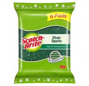 3M Scotch-Brite Scrubber Silver Sparks Scrubber for Utensil Cleaning  Scrub pads Pack of 6