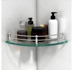 Corner Shelf Glass 12 X 12 Inch Wall Mount Round Transparent