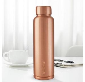 Borosil Bottle ECO Leak Proof Cap 26x8x8 CM 360 Gram 1 Ltr Copper