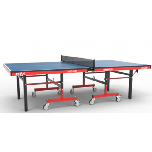 Stag TT Table Global Deluxe 1000 DX 25 MM Blue Top Frame Size 25 × 50 MM Product Size 274 × 152.5 × 76 CM With 2 TT Rackets, 6 Balls, 1 Table Cover & Clamp Net