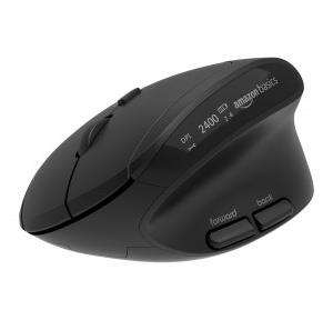 Amazon Basics Wireless Mouse Pro Series 800mAh 2.4 GHz Ergonomic Dual 5.0 Bluetooth Mode 4 Adjustable DPI Settings Up to 2400 Shortcut Buttons Multi Device Usage Black