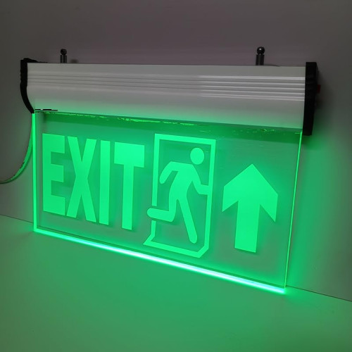 Fire Exit Signage UP Side LED Both Side Acrylic 12x6 inch 8mm