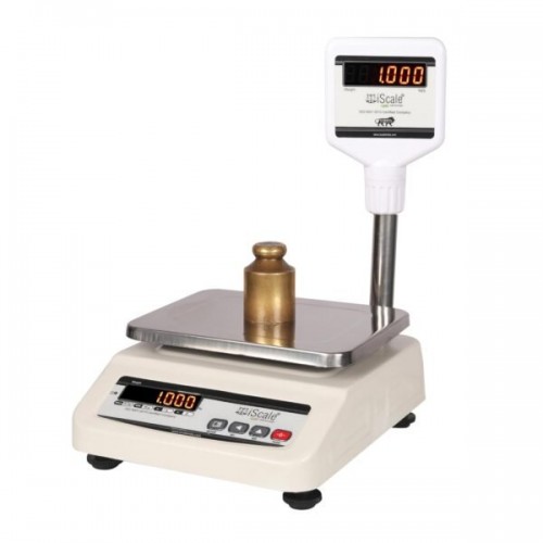 iScale Weighing Scale Machine i-03P Commercial 30 Kg x 1g Rechargeable With Front & Pole Double Display Pan Small Size 7x9 Inch Ideal For 5-10 Kg Weighing With Calibration Certificate