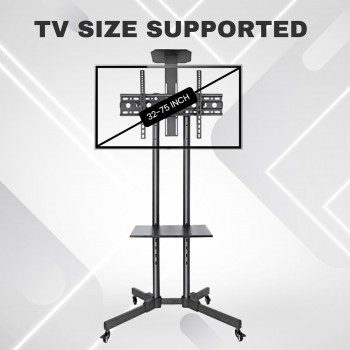 TV Stand Movable For 32-75 Inch LED TV Sturdy TV Mount With Smooth-Rolling Wheels