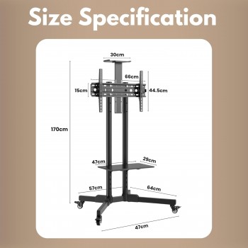 TV Stand Movable For 32-75 Inch LED TV Sturdy TV Mount With Smooth-Rolling Wheels