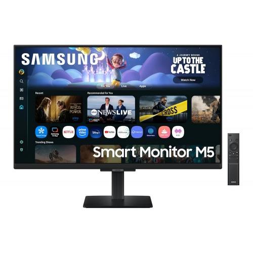 Samsung Monitor Smart 27 Inch M5 With Smart TV Experience FHD 1920x1080 Screen Mirroring IPS Panel TV Plus Speakers Adaptive Sound Wi-Fi HDMI Bluetooth LS27FM500EWXXL Black