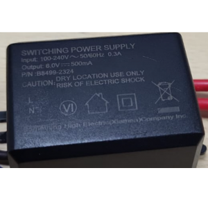 Switching Power Supply Device  For Urinal Sensor IP 100 240V AC50-60Hz 0.3A OP 6.0V DC 500mA